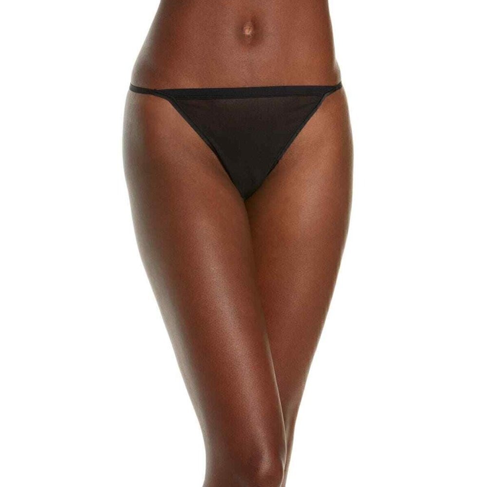 SKIMS Summer Black Mesh String Thong ONYX Size 3X